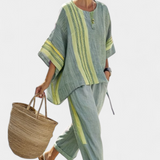 Alena Elegantní Bambusová Lněná Souprava Levandule