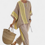 Alena Elegantní Bambusová Lněná Souprava Levandule