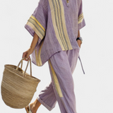 Alena Elegantní Bambusová Lněná Souprava Levandule