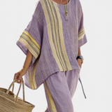 Alena Elegantní Bambusová Lněná Souprava Levandule