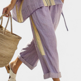 Alena Elegantní Bambusová Lněná Souprava Levandule