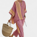 Alena Elegantní Bambusová Lněná Souprava Levandule