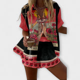 Adriana Sofistikovaný Lněný Romantický Růžový Souprava