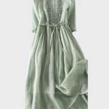 Adéla Elegantní Dlouhé Minimalistické Šaty Jemnězelené