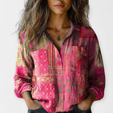 Adéla Sofistikovaná Vintage Etno Blůza DlouhýRukáv