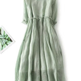 Adéla Elegantní Dlouhé Minimalistické Šaty Jemnězelené