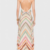 Agustina | Dlouhé krajkové šaty s výstřihem do V a cikcak vzorem